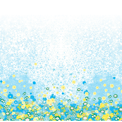 Primavera blu campi di fiori carta da parati da Peggy Nille
