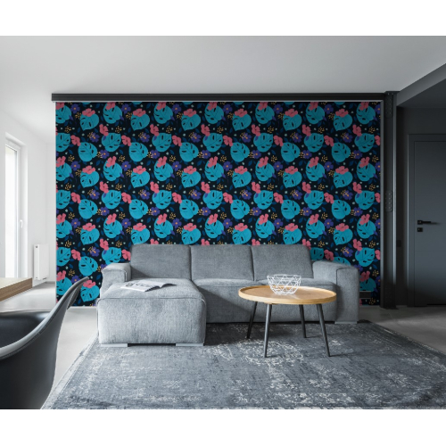 Compo wallpaper blue leaves - Acte-Deco- Made in France