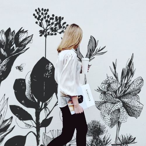Papel pintado panoramico gráfico de patrón floral - Colección Silowane - Acte-Deco