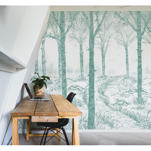 Panoramic wallpaper birch forest landscape - Noëmie Krey Collection - Acte-Deco