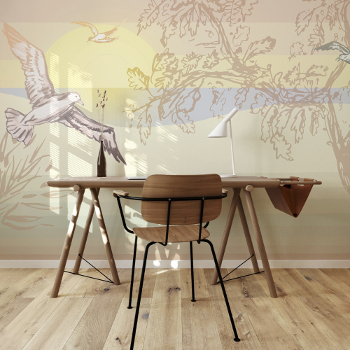 L'Ile aux oiseaux panoramic wallpaper - Lili Bambou Design Collection - Acte-Deco