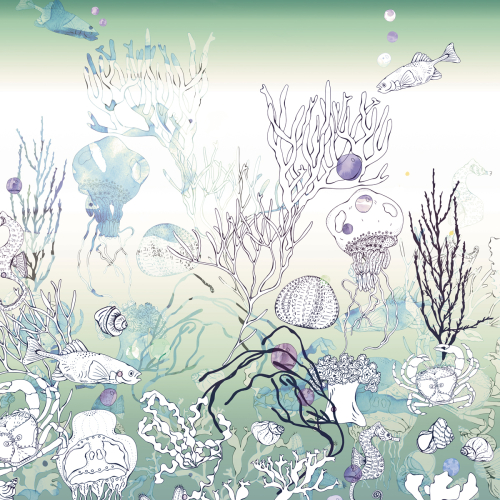 Thousand leagues under the sea panoramic wallpaper - Lili Bambou Design Collection - Acte-Deco