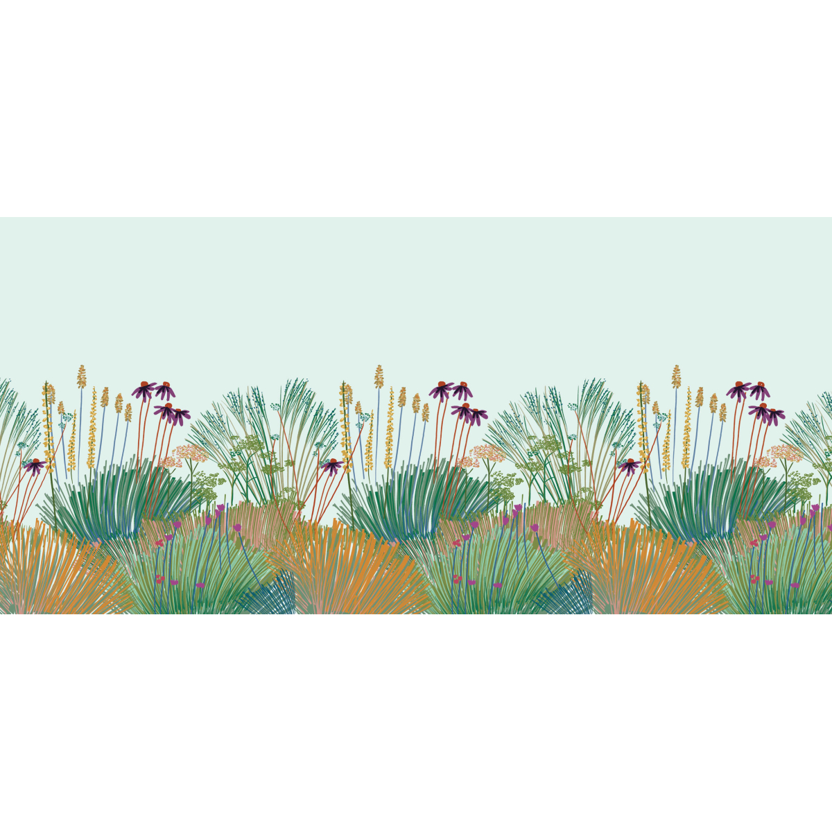 Carta da parati panoramica motivo grafico di piante - Collezione Zoé Jiquel - Acte-Deco