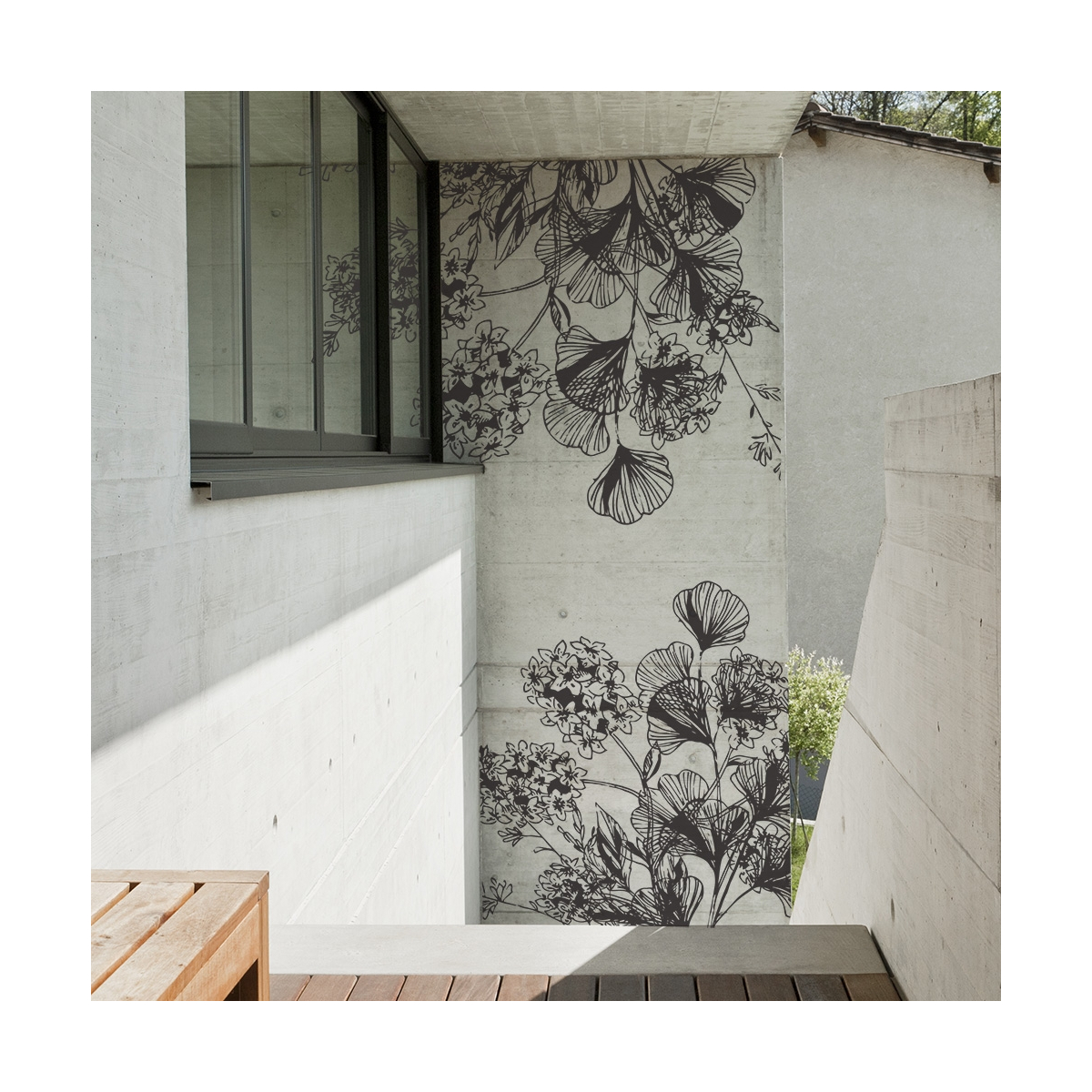 Papel pintado Pétalos geométricos | Floral para exterior Acte-Deco
