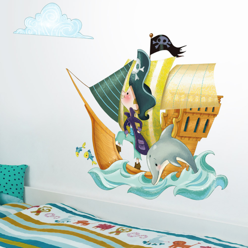 Sticker mural Bateau de Pirates pour enfant- Acte deco