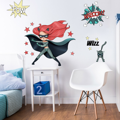 Rojo y Gato Super Heroes Pegatinas de pared para niños- Acte deco