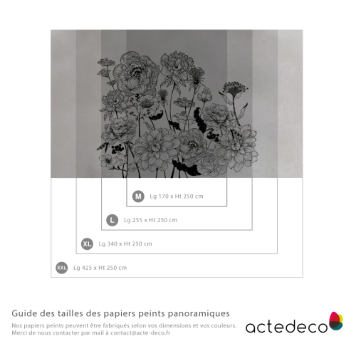 Papel pintado panorámico floral de angora Acte-Deco